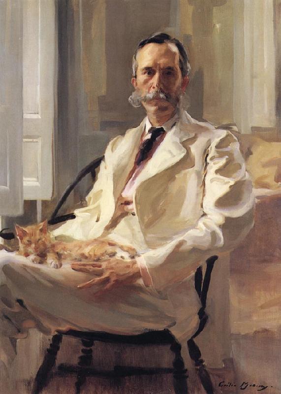 Cecilia Beaux Man with the Cat Portrait of Henry Sturgis Drinker oil painting image